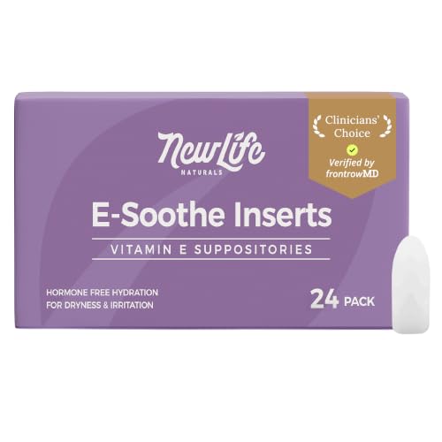 NewLife Naturals Vitamin E Vaginal Suppositories 38IU ESoothe - Moisture & Hydration Support - All Natural Estrogen Free Feminine Care - 24 Inserts
