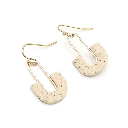 Boucles d'oreilles ovales plaqué or 18k et motif granit chic