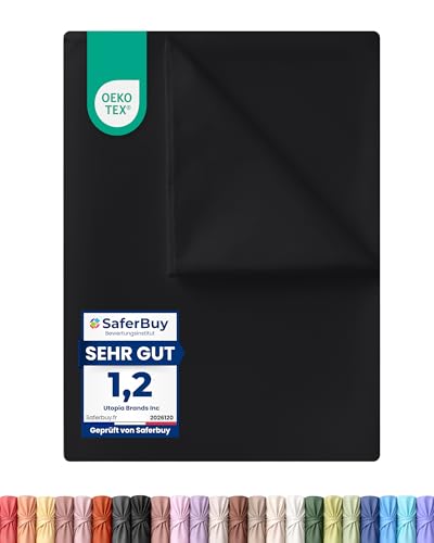 Utopia Bedding - Bettlaken ohne Gummizug 225x255cm - Oeko-TEX Zertifiziert - Weich Gebürstetes Polyester - Mikrofaser Flaches Laken Schwarz