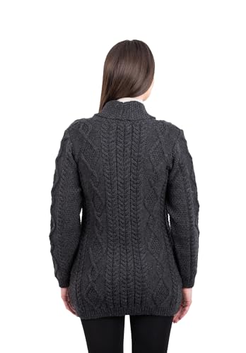 SAOL Shawl Neck Cardigan for Ladies 100% Merino Wool Buttoned V-Neck Sweater Made in Ireland2