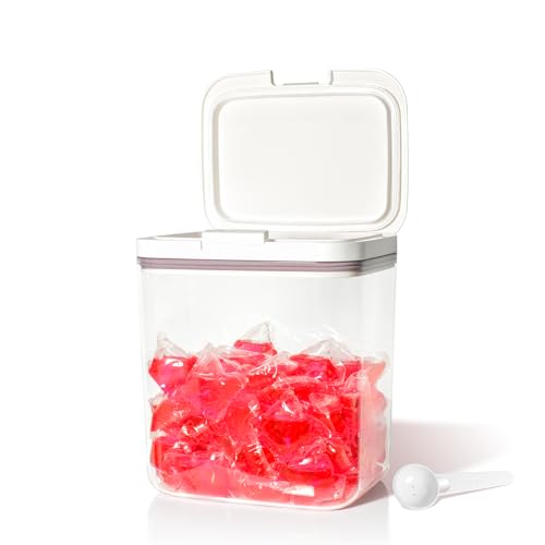 Gute Laundry Pod Holder with Lid - 67oz Sealed Automatic Pop-Up Dispenser, Laundry & Dishwasher Pods for Laundry Room Organization-2L