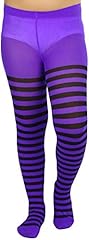 Horizontal Striped Tights - Black & Purple