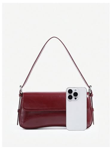 Verdusa Women's Y2K Trendy Purse Hobo Bags Faux Oiled Leather Tote Handbag Flap Underarm Shoulder Bag3