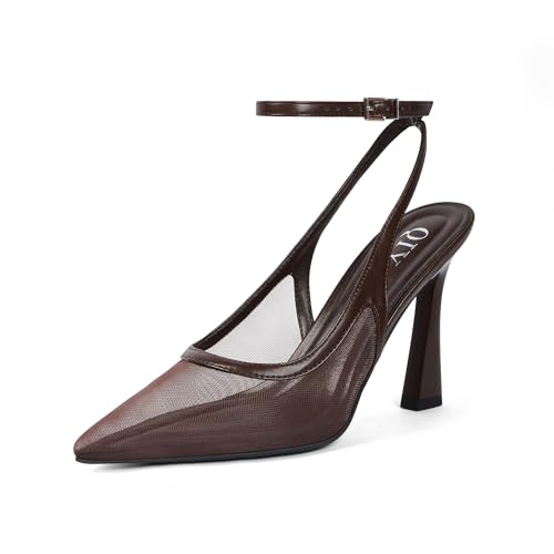 Closed Toe Heels for Women Pointed Toe Slingback Strappy Stiletto High Heels Womens Pumps Wedding Dress Shoes