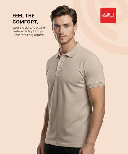 Image of Scott International T Shirt for Men | Polo T-Shirt for Man | Plain Casual Stylish | Half Sleeve | Mens Polyester Dry Fit Collar Polo Tshirts for Men, Quick Drying & Breathable Fabric, Gym Wear Tees