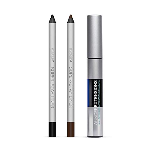 WUNDER2 SUPER-STAY Eyes Gift Set #2 For Women Mascara, Black Eyeliner, Brown Eyeliner, Long Lasting Cruelty Free Makeup