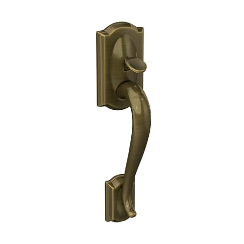 Image of SCHLAGE Camelot Front Entry Handle Accent Right-Handed Interior Lever (Antique Brass) FE285 CAM 609 ACC RH