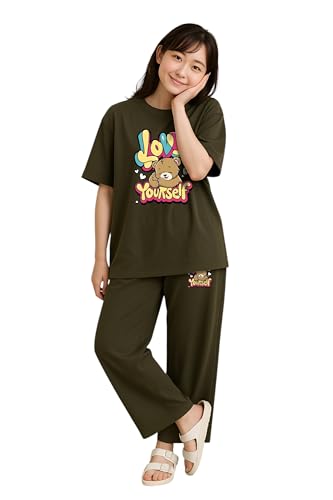 Image of My Swag Womens Printed Nightwear Set | Printed T-Shirt & Lower Set for Womens&Girls
