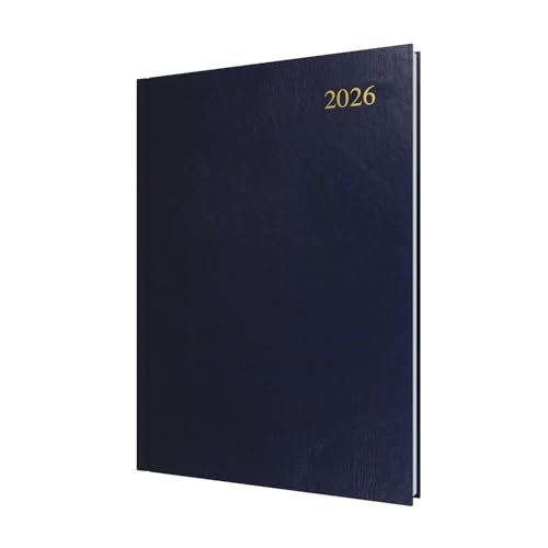 Collins - Essential - Agenda 2026 sur 12 mois, 1 jour par page, couverture rigide A4, bleu foncé (ESSA41.65-26)