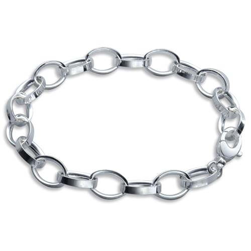 Charm Bracelet in Sterling Silver, Rhodium Plated, Lobster Clasp