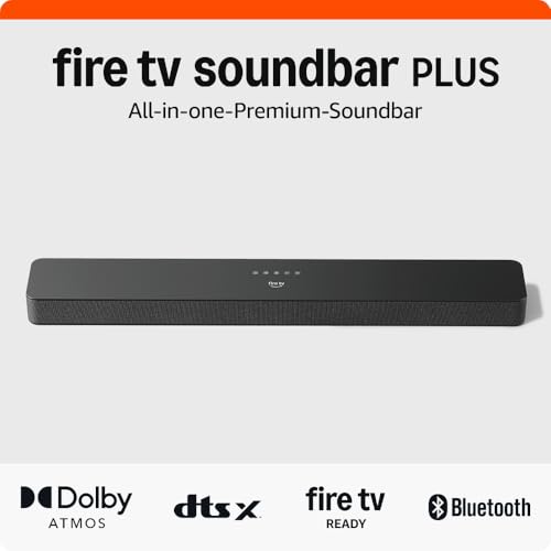 Amazon Fire TV-Soundbar Plus | 3.1-Kanal-Sound, All-in-one-Design, Dolby Atmos, DTS:X, auch ideal für Dialoge geeignet | 2024