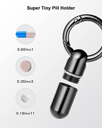 Image of TISUR Small Titanium Keychain Pill Holder, Pocket Pill Case for Travel | Waterproof Pill Fob,Portable Pill Box Container,Purse Pill Organizer Tube