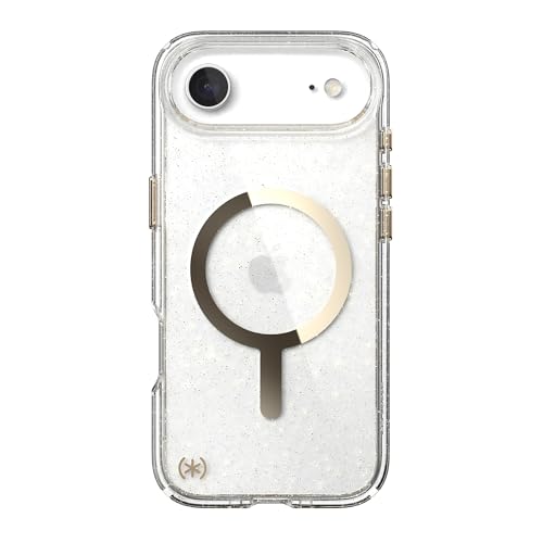 Image of Speck Presidio LUX for iPhone 17 Air Case, MagSafe-Compatible, Slim Protective Case, Glitter /Gold Metallic