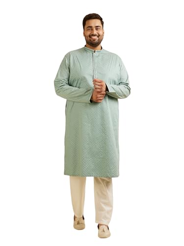 Kurta pyjama Manyavar en coton vert pour homme taille 3XL