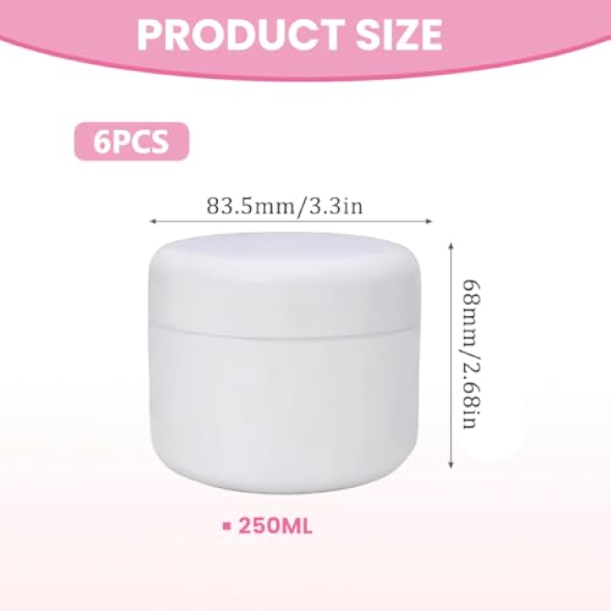6Pcs Refillable White Plastic Cosmetic Sample Jars
