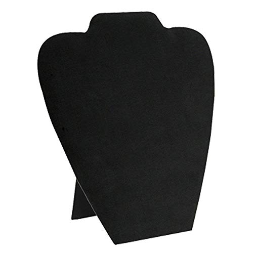 Mooca 6 Pcs Set Black Velvet Covered Padded Wood Necklace Display With Easel, Necklace Stand Holder for Accessory Storage, Show, Retail, Shop, Home, Counter Top 7 5/8