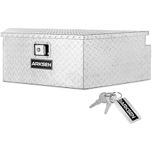 ARKSEN 39 Inch Aluminum Diamond Plate Tongue Box Tool Chest, Waterproof Under Truck Storage for Pick Up Truck Bed, RV Trailer, ATV with Lock and Keys - Silver
