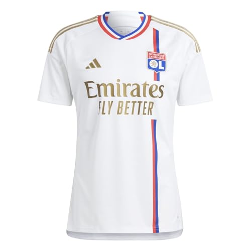 adidas Inicio 23/24 Olympique Lyonnais Camiseta De Fútbol De Manga Corta, Blanco, Small para Hombre