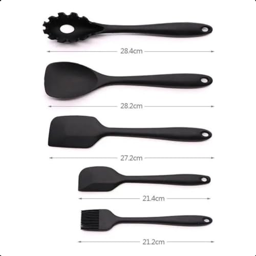 Conjunto Utensílios Profissional 10 Peças Cozinha Silicone PRETO + Abridor Carta Inox X-MATTE