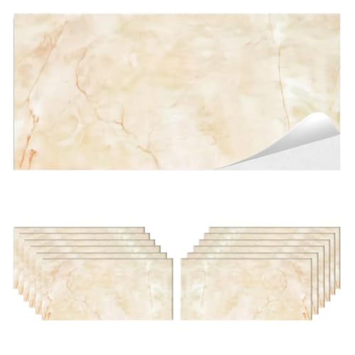 MAKA Piastrelle Adesive Muro PVC Cucina Bagno Camera da Letto Paraschizzi Mattonelle per Parete Marmo Pannelli Decorativi 3D in Finta Pietra Risoluzione Impermeabile (12 pezzi - 2.1mq, Marmo Chiaro)
