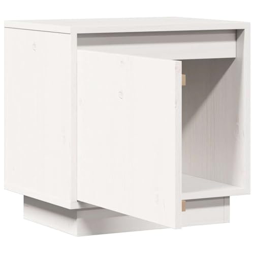Table de Chevet Blanche Compartiments Rangement Ouverts Bois