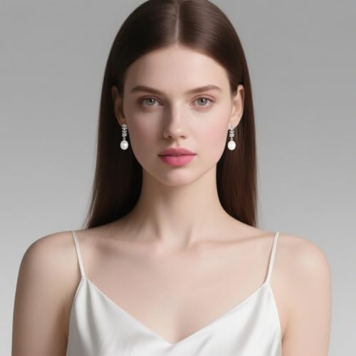 Gifts for Her, Freshwater Pearl Hoop Earrings for Women, 925 Sterling Silver, Genuine Pearl Drop Earrings for Women, Wife, Mom, Bride, Bridesmaid3