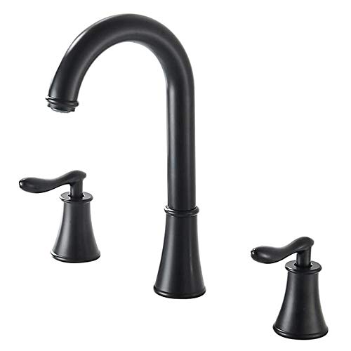 Robinet de lavabo en cuivre de haute qualité à 3 trous et double poignée noir