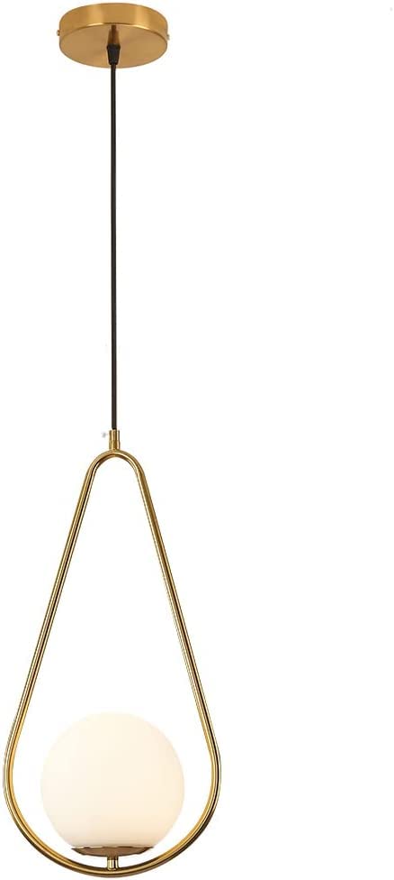 HUA QIANG WANGModern Glass Globe Chandelier Ceiling Light Water-Drop Shape Gold Brass Ceiling Hanging Pendant Lamp for Bedroom Living Dining Room Hallway