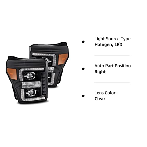 Alpharex Black For 11-16 F250/F350/F450/F550 Drl/Sequential Signal Led Tube Dual Super Duty 4Th Gen Look Switchback Projector Headlights #TOP7