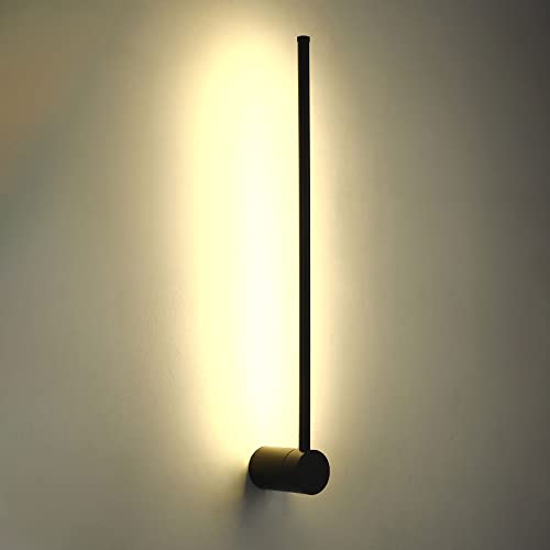 Aplique de Pared para Dormitorio, Moderno Aplique de Pared IC de 7 W, lámpara LED Lineal de 23,6', Color Negro, para Escalera, baño, tocador, luz Neutra.