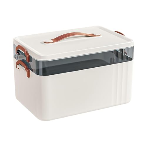 QSTDGVPW Caja Médica Portátil Vacía, Estuche de, Elegante Y Práctico, con Tapa Y Asa, Ideal para El Coche, La Oficina O para Viajes, 2 Capas