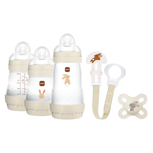MAM, Set pour nouveau-né, set cadeau, comprend : 2 biberons anti-coliques de 160 ml, 1 biberon anti-colique de 260 ml, 1 tétine originale Start, 1 broche pour sucette,...