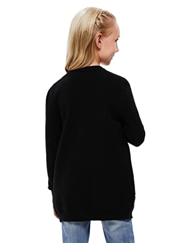 Amarmia Girl's Open Front Cardigan Long Sleeve Knit Sweaters Kids Solid Cute Casual Loose Outerwear Coats with Pockets4