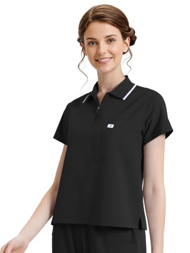 Image of Scrubs for Women, Short Length Zip Polo & Straight Pant 8 Pockets