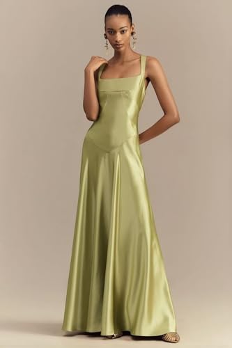 Square Neck Bridesmaid Dresses 2025 Long for Women Satin Formal Evening Gowns TN3322
