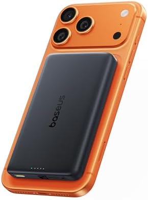 Baseus Picogo AM52 MagSafe Power Bank, Qi2.2 25W 10,000mAh Magnetic Portable Charger, 0.6" Slim 45W USB-C Fast Charging Alloy Wireless Battery Pack, Travel Essential for iPhone 17/16/15/14/13/12 Only