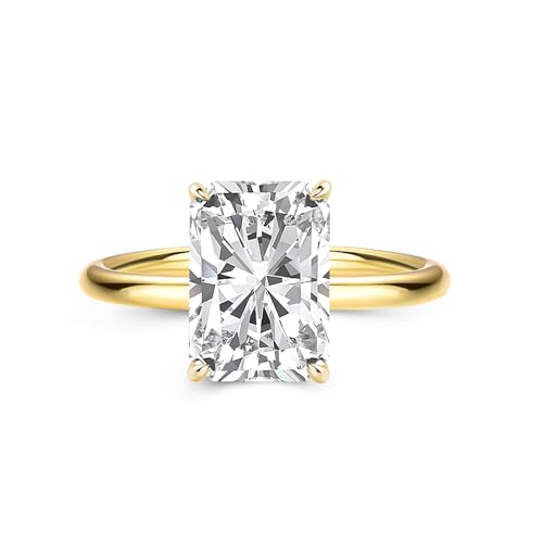 3.0CT Elongated Radiant Cut Moissanite Engagement Ring for Women, S925 Sterling Silver Lab-Created D Color VVS1 Simulated Diamond Solitaire Promise Ring