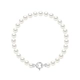 PEARLS & COLORS   Bracelet Véritables Perles de Culture d'Eau Douce Rondes   Coloris Blanc Naturel   Qualité AAA+   Fermoir Prestige Or Blanc   Bijou Femme
