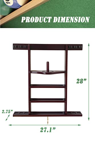 GACCO BILLIARDS Pool Cue Stick Holder Wall Mount, Pool Cue Holder, Billiard Cue Rack For Pool Table Accessories. Pool Table Stick Holder Wall Mount Made Of 100% Solid Wood (Mahogany)