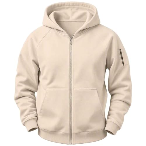 Mens Full Zip Hoodie Sleeve Zip Pocket Kangaroo Pockets Casual Sweatshirt - image 5