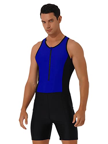 HULIJA Body de una pieza para hombre, con pierna de leotardo, para gimnasia, para entrenamiento, Rey Azul, 3XL