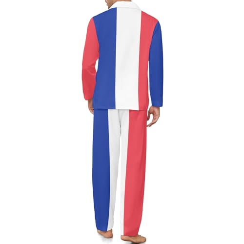 France Flag Men's Pajamas Set Long Sleeve Shirt Pants Sleepwear Loungewear S2