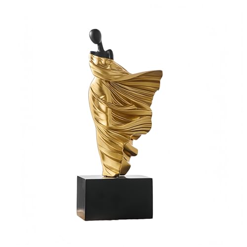 Escultura Moderna Bailarina Dorada para Decoración