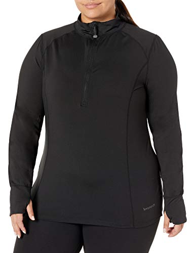 Terramar Women's Hottotties Cloud Nine Half Zip Plus, Black, 2X-Large