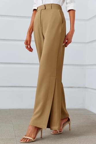 Image of Cicy Bell Womens Side Split Dress Pants Wide Leg Business Casual Trousers