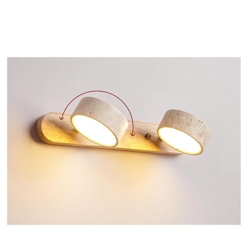 Lámpara de pared japonesa de madera para dormitorio con dos luces orientables 6