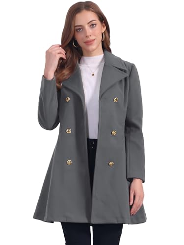 Amazon.co.jp: Allegra K 女性用秋コート 2025 Aライン ダブルブレスト