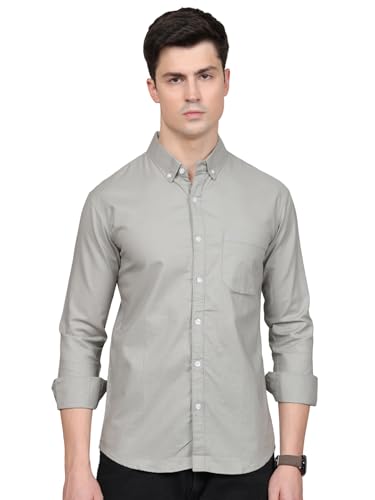 Image of Majestic Man Classic Slim Fit Solid Cotton Casual Shirt with Button-Down Collar