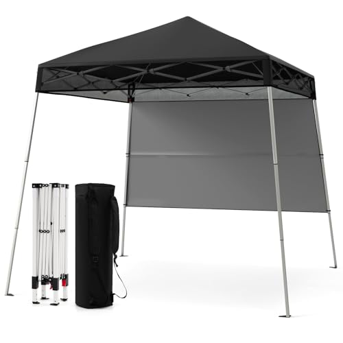 FANTASK Cenador desplegable para jardín, Altura Ajustable, Resistente al Agua y al Invierno, con Pared Lateral y Ganchos para el Suelo, para jardín, Fiestas, Color Negro