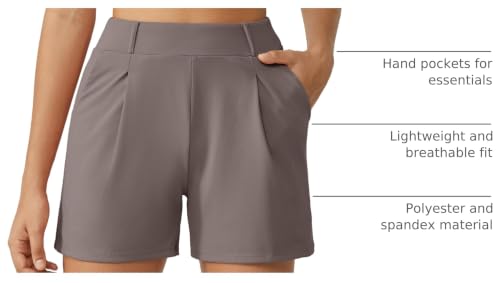 Image of G4Free EverGoing Dressy Casual Shorts for Women 4 inch High Waisted Summer Lounge Pleated Shorts with Pockets